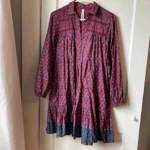Anthropologie burgundy tiered dress
